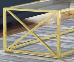 Tempered Glass & Gold Metal X Coffee Table 8 Tempered Glass & Gold Metal X Coffee Table -Furniture Specialty Shop 810542401 3 1