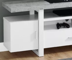 60" White & Cement Look TV Stand -Furniture Specialty Shop 810542414 3