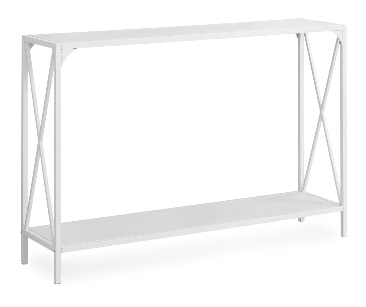 White Metal X-Shaped Console Table 3 White Metal X-Shaped Console Table