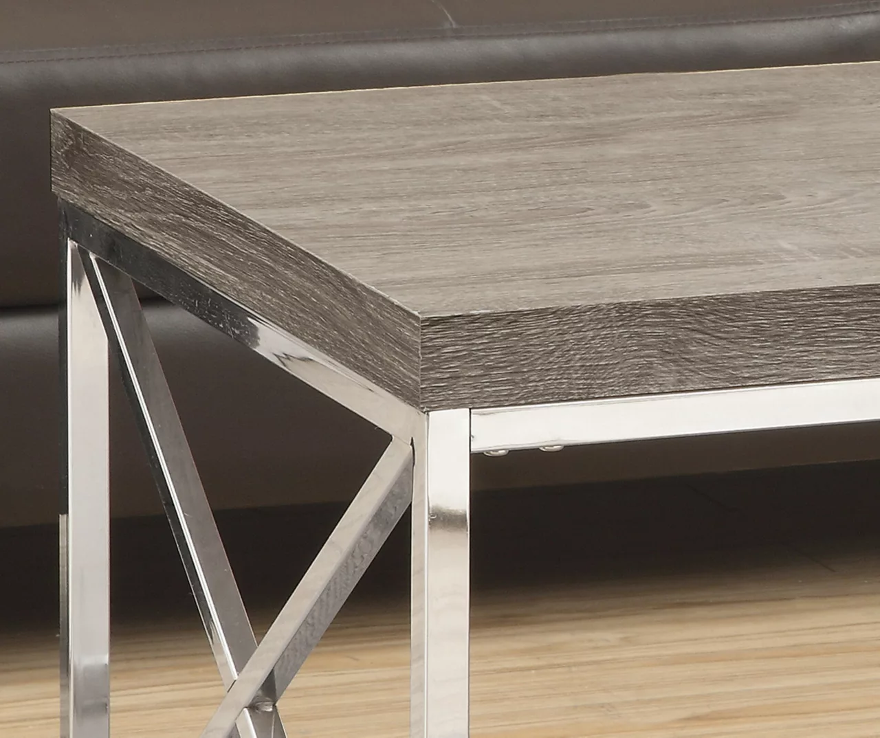 Dark Taupe & Chrome Metal Coffee Table 5 Dark Taupe & Chrome Metal Coffee Table - Image 3