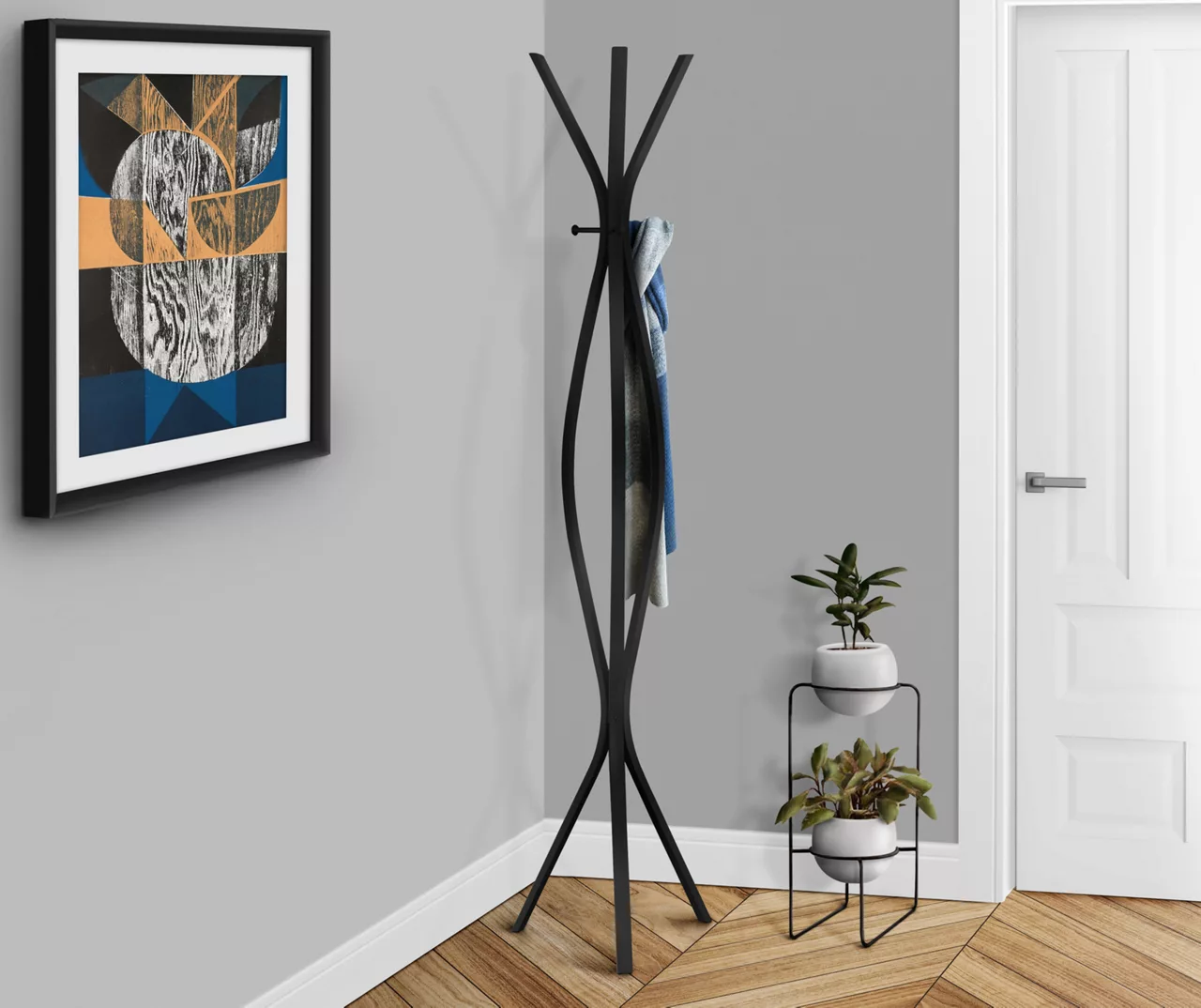 Monarch 3-Hook Wave Shaped Contemporary Coat Rack 6 Monarch 3-Hook Wave Shaped Contemporary Coat Rack - Image 4