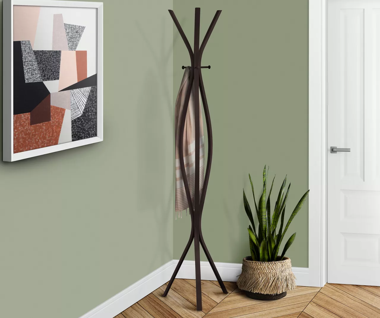 Monarch 3-Hook Wave Shaped Contemporary Coat Rack 4 Monarch 3-Hook Wave Shaped Contemporary Coat Rack - Image 2
