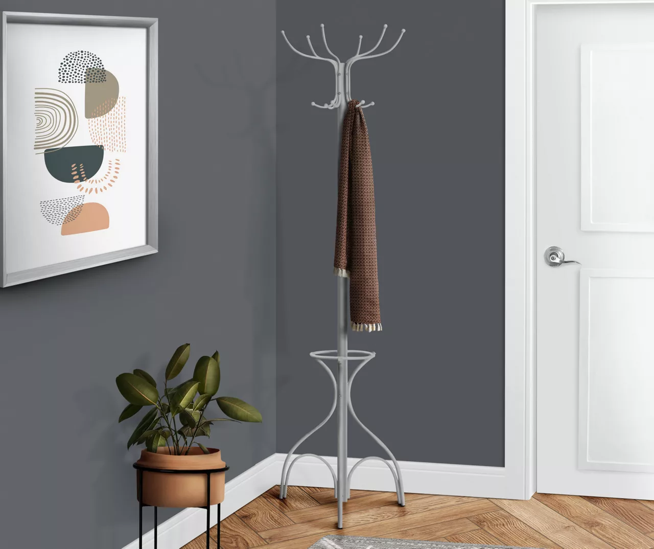 Monarch Metal 12-Hook Coat Rack With Umbrella Holder 4 Monarch Metal 12-Hook Coat Rack With Umbrella Holder - Image 2