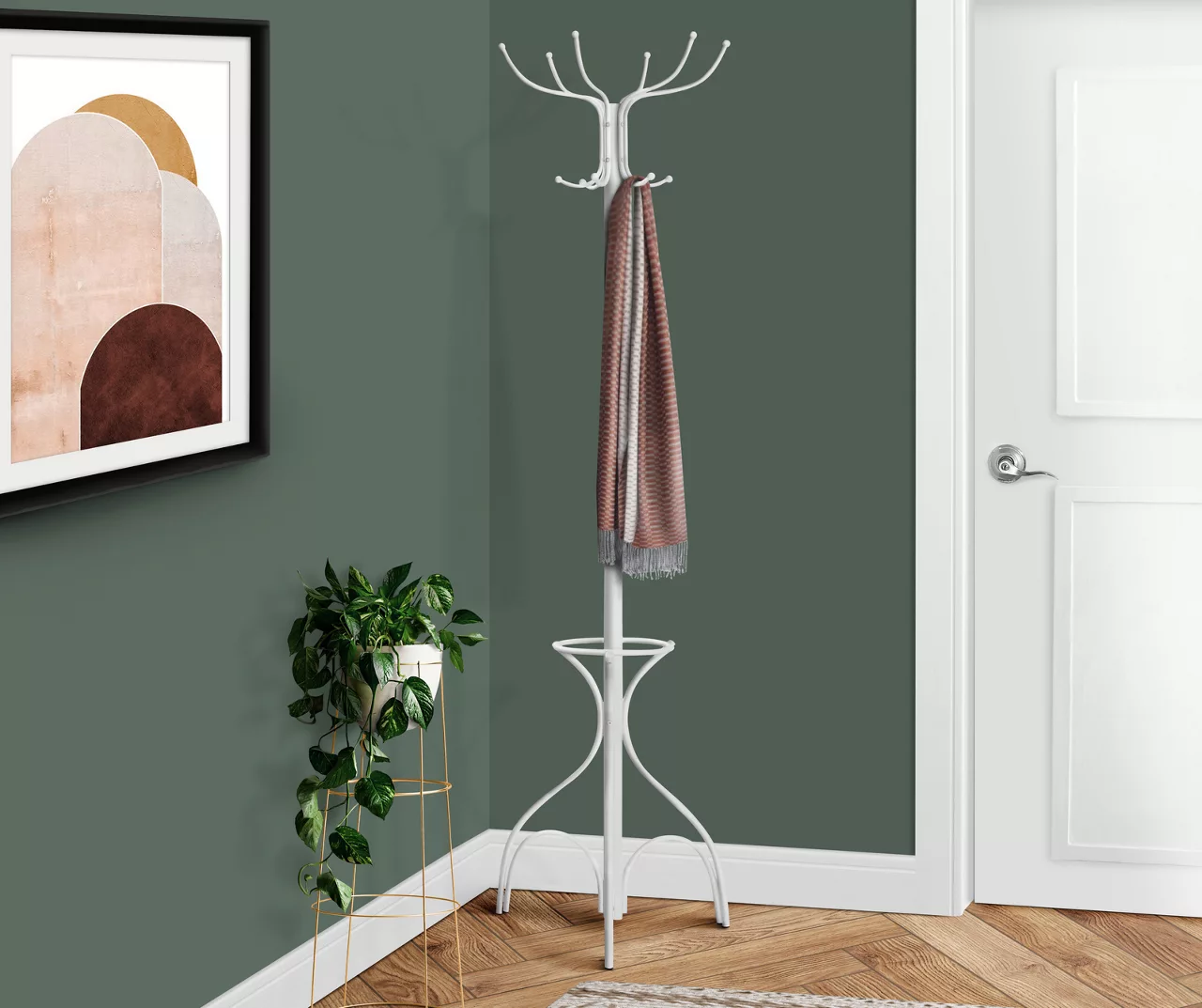 Monarch Metal 12-Hook Coat Rack With Umbrella Holder 3 Monarch Metal 12-Hook Coat Rack With Umbrella Holder