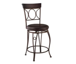 Memphis Black Metal & Brown Faux Leather Circle Back Counter Stool