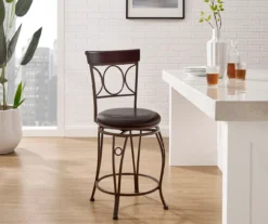 Memphis Black Metal & Brown Faux Leather Circle Back Counter Stool -Furniture Specialty Shop 810543053 A0 8