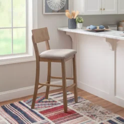 Jessie Gray Wash Upholstered Wood Bar Stool -Furniture Specialty Shop 810543075 2