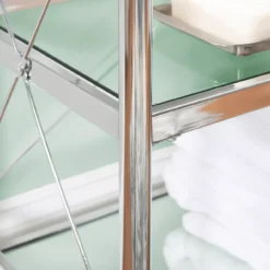 Hawkins Chrome & Glass 3-Shelf Console Table -Furniture Specialty Shop 810543095 3