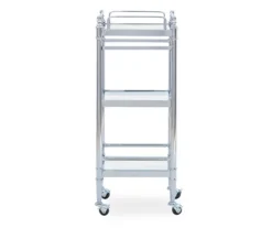 Hawkins Chrome & Glass 3-Shelf Rolling Cart -Furniture Specialty Shop 810543096 4