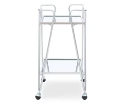 Hampton Silver 2-Shelf Rolling Steel Bar Cart 8 Hampton Silver 2-Shelf Rolling Steel Bar Cart -Furniture Specialty Shop 810543098 4
