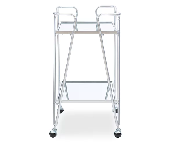 Hampton Silver 2-Shelf Rolling Steel Bar Cart 5 Hampton Silver 2-Shelf Rolling Steel Bar Cart - Image 3