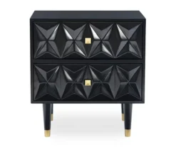 Urban Fresh Black & Gold 2-Drawer Textured Geometric Nightstand -Furniture Specialty Shop 810543105 3