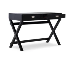 Cami Black X-Base Campaign Style Writing Desk 10 Cami Black X-Base Campaign Style Writing Desk -Furniture Specialty Shop 810543183 4