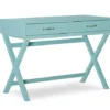 Kari Turquoise 2-Drawer Wooden X-Frame Desk 2 Kari Turquoise 2-Drawer Wooden X-Frame Desk -Furniture Specialty Shop 810543189 1