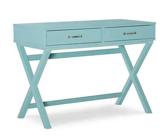 Kari Turquoise 2-Drawer Wooden X-Frame Desk 3 Kari Turquoise 2-Drawer Wooden X-Frame Desk