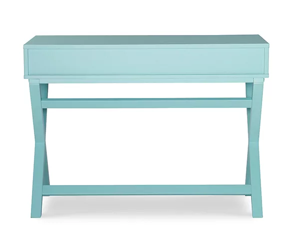 Kari Turquoise 2-Drawer Wooden X-Frame Desk 5 Kari Turquoise 2-Drawer Wooden X-Frame Desk - Image 3