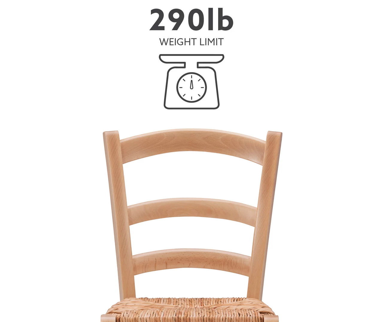 Bordeaux Natural Handwoven Ladder Back Side Chairs, 2-Pack 6 Bordeaux Natural Handwoven Ladder Back Side Chairs, 2-Pack - Image 5