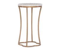 Globa Designs White & Gold Capiz Mosaic Beehive Accent Table 17 Globa Designs White & Gold Capiz Mosaic Beehive Accent Table -Furniture Specialty Shop 810543194 A0 1