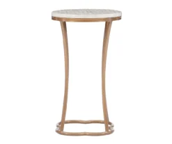 Globa Designs White & Gold Capiz Mosaic Beehive Accent Table 16 Globa Designs White & Gold Capiz Mosaic Beehive Accent Table -Furniture Specialty Shop 810543194 A1