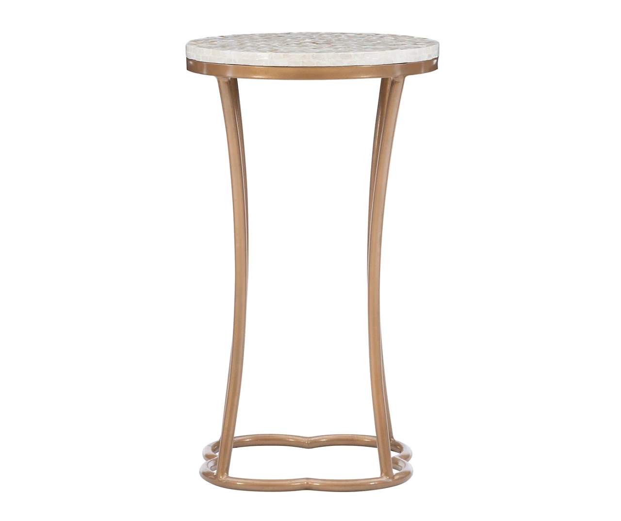 Globa Designs White & Gold Capiz Mosaic Beehive Accent Table 5 Globa Designs White & Gold Capiz Mosaic Beehive Accent Table - Image 3