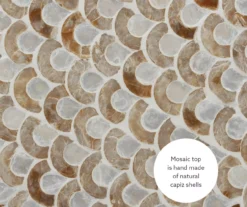 Globa Designs White & Gold Capiz Mosaic Beehive Accent Table 24 Globa Designs White & Gold Capiz Mosaic Beehive Accent Table -Furniture Specialty Shop 810543194 A8