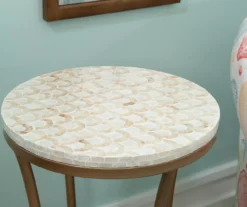 Globa Designs White & Gold Capiz Mosaic Beehive Accent Table 25 Globa Designs White & Gold Capiz Mosaic Beehive Accent Table -Furniture Specialty Shop 810543194 B8