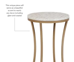 Globa Designs White & Gold Capiz Mosaic Beehive Accent Table 18 Globa Designs White & Gold Capiz Mosaic Beehive Accent Table -Furniture Specialty Shop 810543194 M0 2