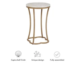 Globa Designs White & Gold Capiz Mosaic Beehive Accent Table 19 Globa Designs White & Gold Capiz Mosaic Beehive Accent Table -Furniture Specialty Shop 810543194 M0 3
