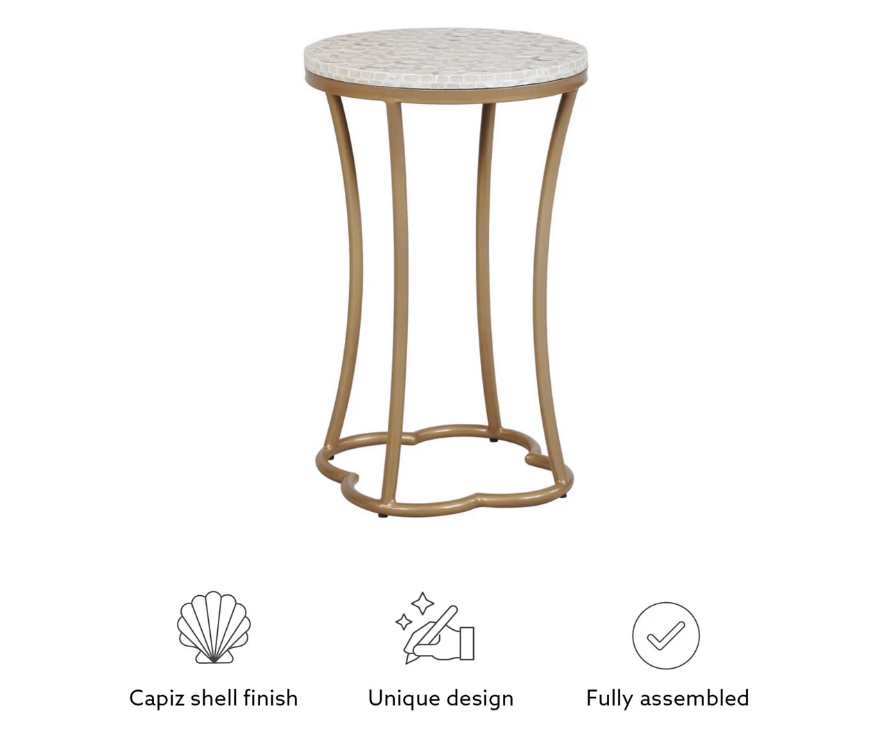 Globa Designs White & Gold Capiz Mosaic Beehive Accent Table 8 Globa Designs White & Gold Capiz Mosaic Beehive Accent Table - Image 6
