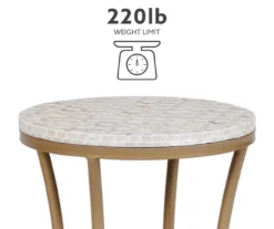 Globa Designs White & Gold Capiz Mosaic Beehive Accent Table 21 Globa Designs White & Gold Capiz Mosaic Beehive Accent Table -Furniture Specialty Shop 810543194 M0 4