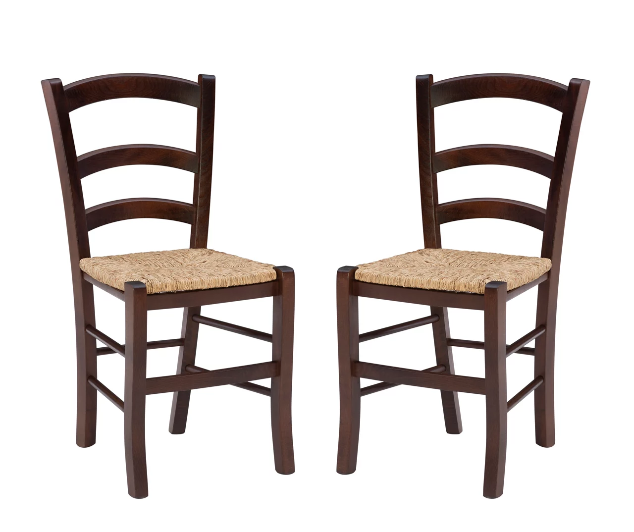 Bordeaux Walnut Handwoven Ladder Back Side Chairs, 2-Pack 3 Bordeaux Walnut Handwoven Ladder Back Side Chairs, 2-Pack