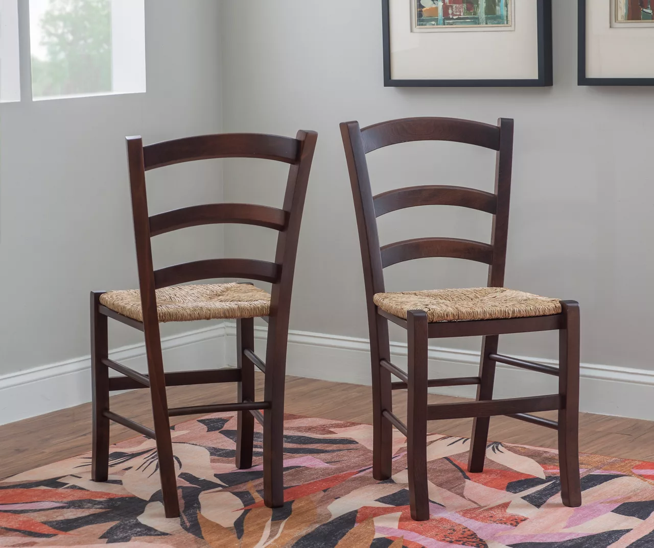 Bordeaux Walnut Handwoven Ladder Back Side Chairs, 2-Pack 4 Bordeaux Walnut Handwoven Ladder Back Side Chairs, 2-Pack - Image 2