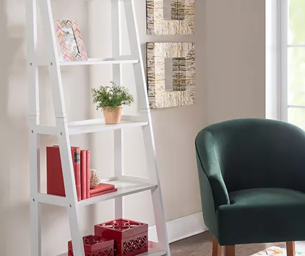 Boston White Wood 5-Shelf Ladder Bookcase 4 Boston White Wood 5-Shelf Ladder Bookcase - Image 2