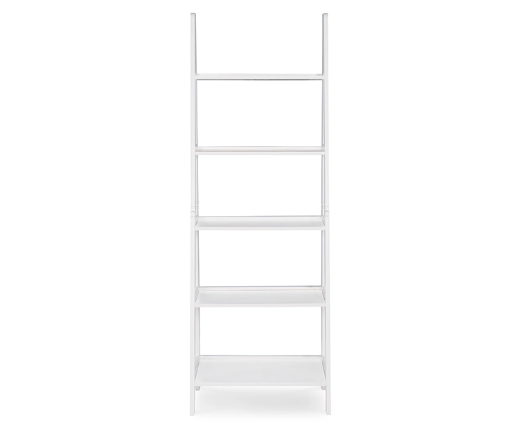 Boston White Wood 5-Shelf Ladder Bookcase 5 Boston White Wood 5-Shelf Ladder Bookcase - Image 3