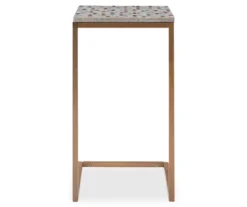 Global Designs Gold Geometric Capiz Mosaic Fish Pattern C Accent Table -Furniture Specialty Shop 810543218 3