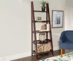 Boston Espresso 5-Shelf Wooden Ladder Bookcase -Furniture Specialty Shop 810543223 2