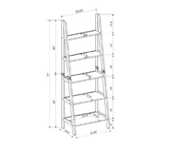 Boston Espresso 5-Shelf Wooden Ladder Bookcase -Furniture Specialty Shop 810543223 A8