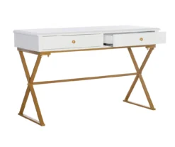 Glam White & Gold 2-Drawer Campaign Desk -Furniture Specialty Shop 810543228 A0 6
