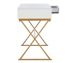 Glam White & Gold 2-Drawer Campaign Desk -Furniture Specialty Shop 810543228 A0 7