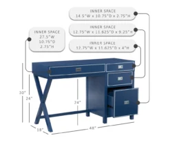 Kari Royal Blue 4-Drawer Office Desk -Furniture Specialty Shop 810543245 D8 12