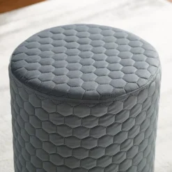 Royal Gray Quilted Ottoman With Silver Base -Furniture Specialty Shop 810543261 4