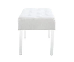 Marie Glitz White Tufted Linen Acrylic Leg Bench 23 Marie Glitz White Tufted Linen Acrylic Leg Bench -Furniture Specialty Shop 810543267 4