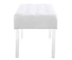 Marie Glitz White Tufted Linen Acrylic Leg Bench 16 Marie Glitz White Tufted Linen Acrylic Leg Bench -Furniture Specialty Shop 810543267 A1