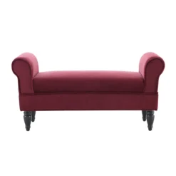 Elsie Berry & Dark Mahogany Upholstered Rolled Arm Bench 10 Elsie Berry & Dark Mahogany Upholstered Rolled Arm Bench -Furniture Specialty Shop 810543272 3