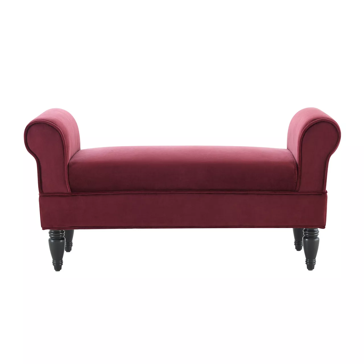 Elsie Berry & Dark Mahogany Upholstered Rolled Arm Bench 5 Elsie Berry & Dark Mahogany Upholstered Rolled Arm Bench - Image 3