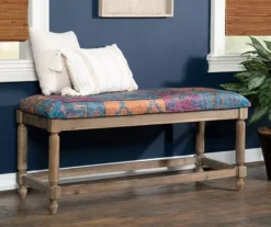 Moroccan Tapestry Upholstered Rustic Driftwood Bench -Furniture Specialty Shop 810543273 2