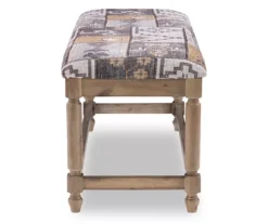 Gray Moroccan Tapestry Upholstered Rustic Driftwood Bench -Furniture Specialty Shop 810543274 4