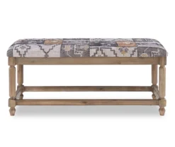 Gray Moroccan Tapestry Upholstered Rustic Driftwood Bench -Furniture Specialty Shop 810543274 5