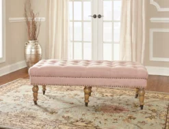 Claire Linen Upholstered Rolling Bench 17 Claire Linen Upholstered Rolling Bench -Furniture Specialty Shop 810543277 2