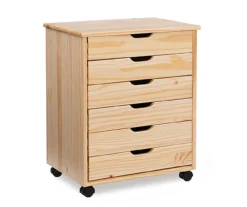 Craft Mate Wide Natural 6-Drawer Rolling Storage Cart